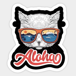 Funny Cat Hawaiian Aloha Cat Lover Hawaii Sticker